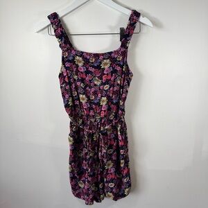 LC Waikiki LCW Casual Floral Romper Black Multicolor Daisy Print Size M Pockets
